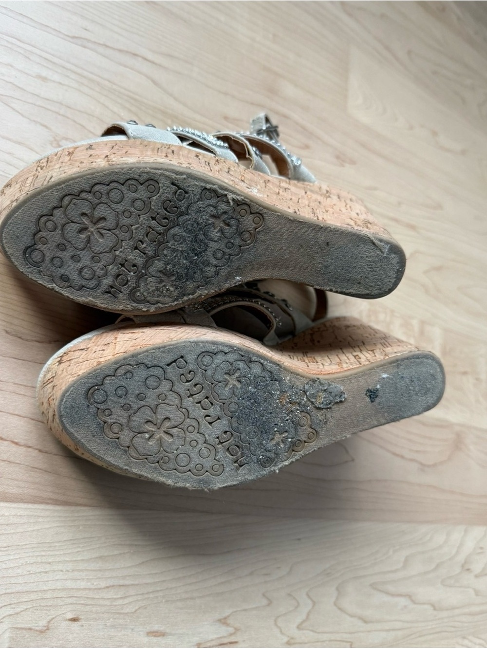 VENUS Silver Rhinestone & Stud Cork Platform Wedge Sandals - Picture 7 of 8